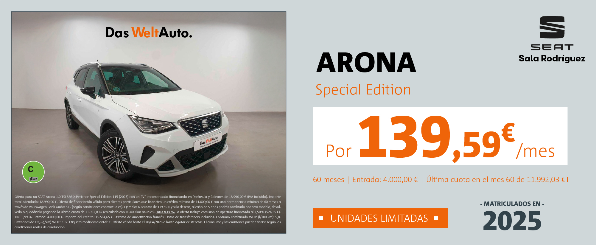 Seat VO Arona 136,59€/mes*